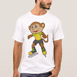 Camiseta Macaco a patinar gelo com skates de gelo