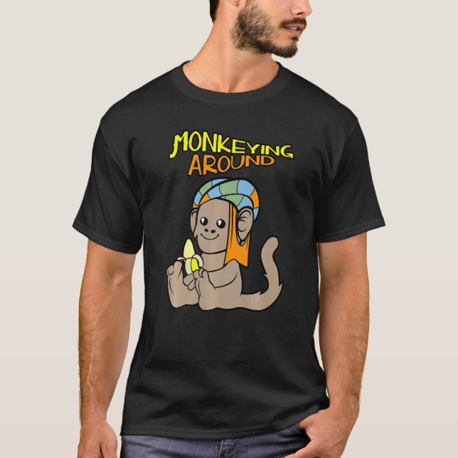 Camiseta Macaco Adorável Com Banana (Frente)