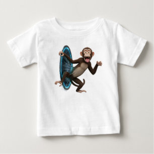 Camiseta Macaco Animado 3D Emergindo de Por Glowing Mágico