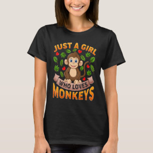 Camiseta Macaco Animal Só Uma Menina Que Ama Macacos