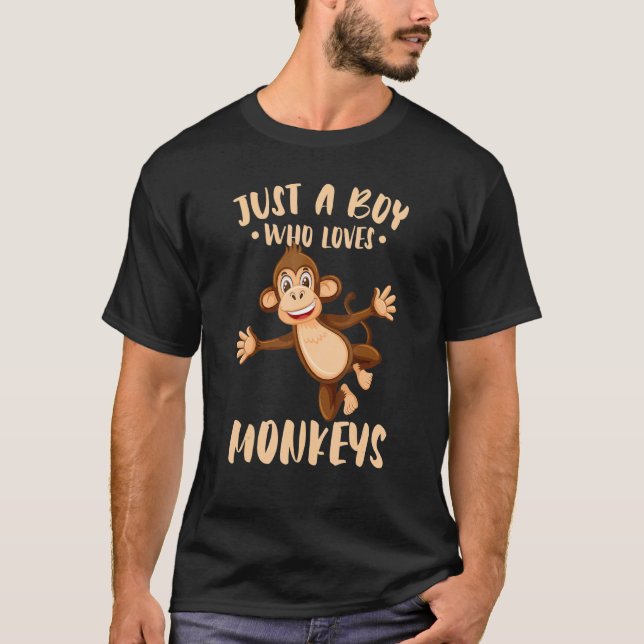 Camiseta Macaco Apenas Um Menino Que Ama Macacos Gorilla Ap (Frente)
