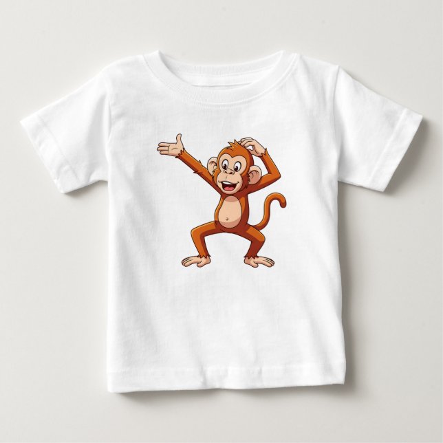 Camiseta Macaco Apresentando e Coçando a Cabeça (Frente)