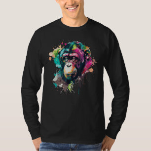 Camiseta Macaco Aquarela Chimpanzé Vida Selvagem Colorida