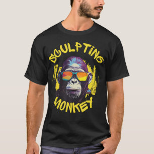 Camiseta Macaco Artista de Escultura Criativa Modelagem de