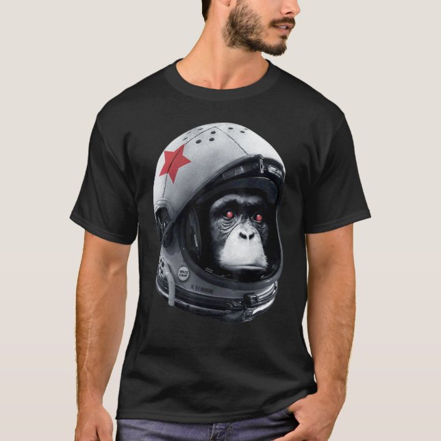 Camiseta Macaco Astronauta Espaço Galáxia Capacete Chimpanz (Frente)