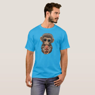 Camiseta Macaco Bebê Bonito Jogando Basquete