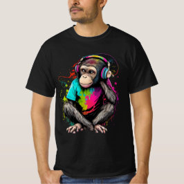 Camiseta Macaco Bonito Ouvindo Música, Macaco Com Música Ob