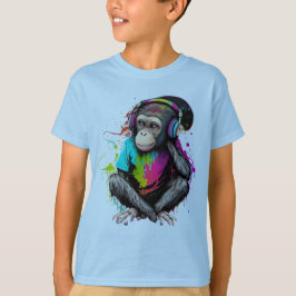 Camiseta Macaco Bonito Ouvindo Música, Macaco Com Música Ob