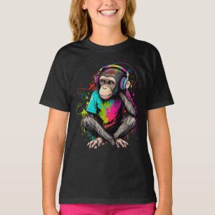Camiseta Macaco Bonito Ouvindo Música, Macaco Com Música Ob
