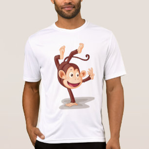 Camiseta Macaco Brincalhão Fazendo um Pino Animal Fofo