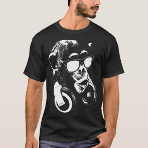 Camiseta Macaco Chimp Com Fones de ouvido E Óculos De Sol