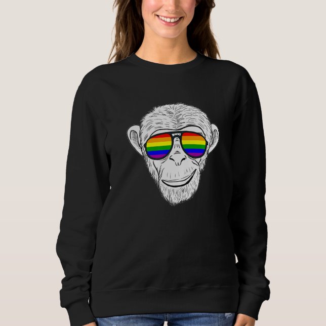 Camiseta Macaco Chimp Com Óculos Arco-Íris Monge Arco-Íris (Frente)