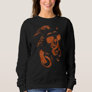 Camiseta Macaco Chimpanzé Com Óculos De Sol E Fones de ouvi