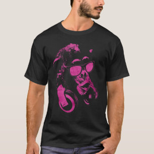 Camiseta Macaco Chimpanzé Com Óculos De Sol E Fones de ouvi