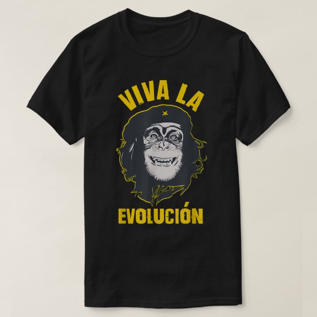 Camiseta Macaco Chimpanzé Viva la Evolution Diversão (Frente do Design)