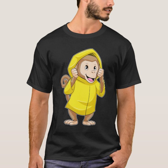 Camiseta Macaco chovendo com capa de chuva (Frente)