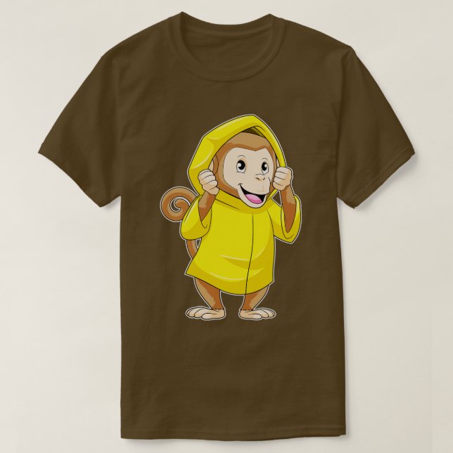 Camiseta Macaco chovendo com capa de chuva (Frente do Design)