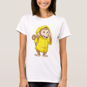 Camiseta Macaco chovendo com capa de chuva