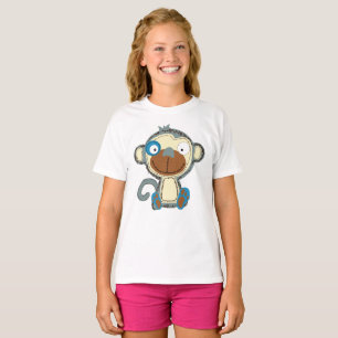 Camiseta Macaco Colorido de Tecido para Crianças