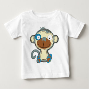 Camiseta Macaco Colorido de Tecido para Crianças