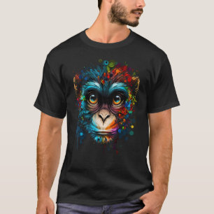 Camiseta Macaco Colorido Rosto De Arte Bestial Monkies Pint