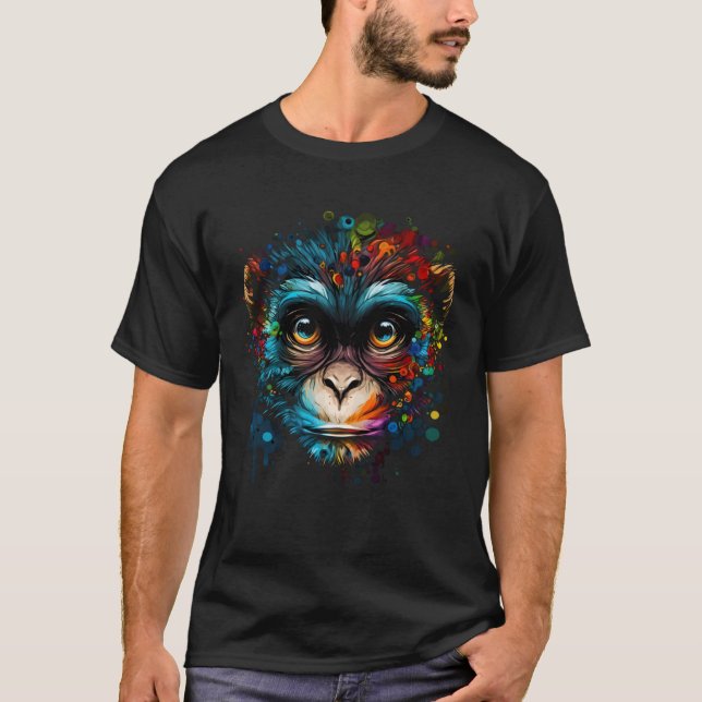 Camiseta Macaco Colorido Rosto De Macacos Bichinhos (Frente)