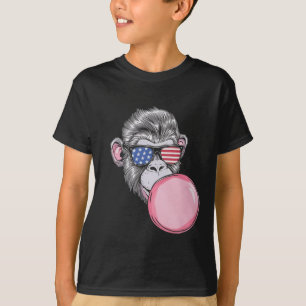 Camiseta Macaco Com Bandeira Americana Pulga 4 De Julho Pre