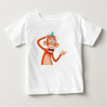 Macaco com Chapéu de Festa Apontando para o Lado
