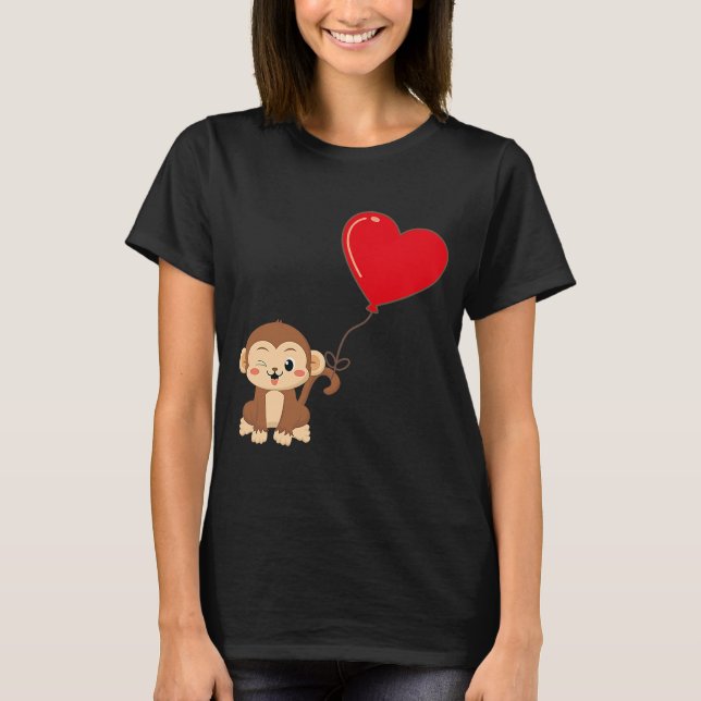 Camiseta Macaco com Dia de os namorados de balão (Frente)