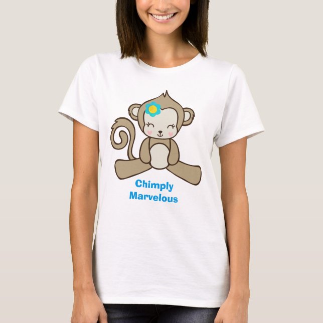 Camiseta Macaco com Flor Diz Chimplante Maravilhoso (Frente)