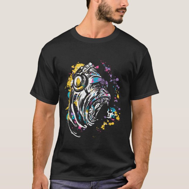 Camiseta Macaco Com Fones de ouvido Dj E Óculos De Sol (Frente)