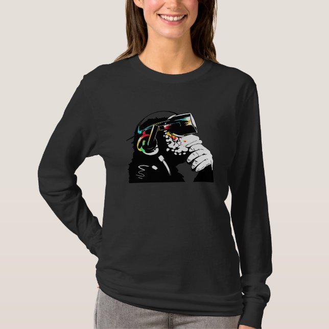 Camiseta Macaco com óculos de Realidade Virtual (Frente)