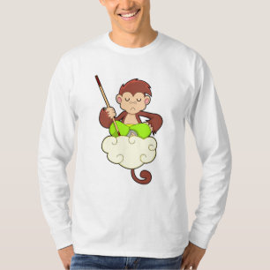 Camiseta Macaco com pernas cruzadas em nuvens