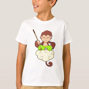 Camiseta Macaco com pernas cruzadas em nuvens
