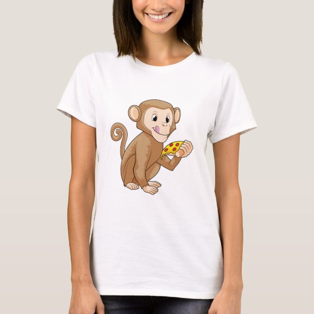 Camiseta Macaco com pizza (Frente)
