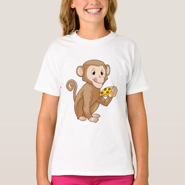 Camiseta Macaco com pizza (Frente)
