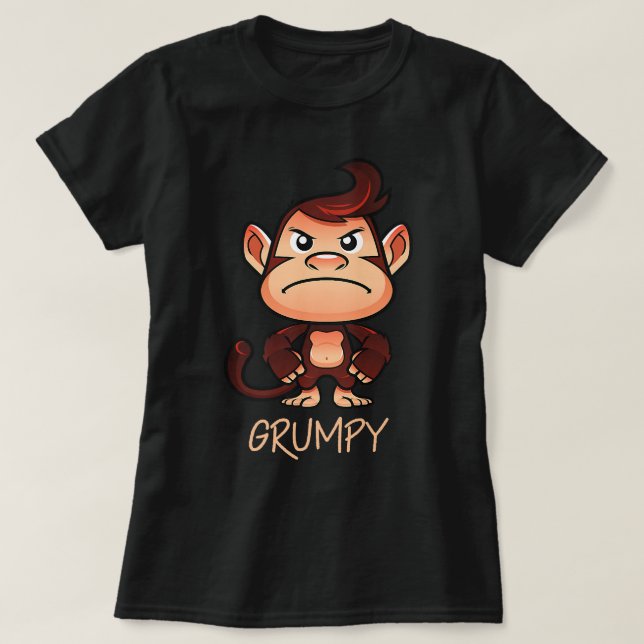 Camiseta Macaco com rabugento estético chimpanzé de mau hum (Frente do Design)