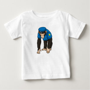 Camiseta Macaco como agente da polícia com uniforme
