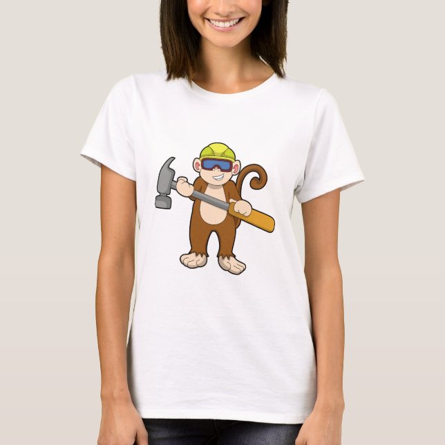 Camiseta Macaco como artesão com martelo (Frente)