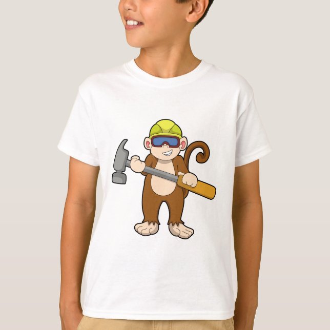 Camiseta Macaco como artesão com martelo (Frente)