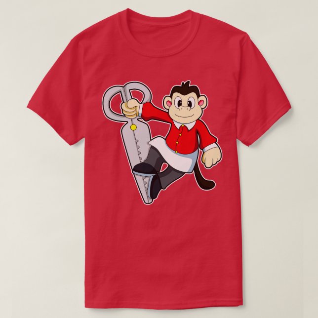 Camiseta Macaco como cabeleireiro com tesoura (Frente do Design)