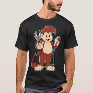 Camiseta Macaco como cabeleireiro com tesoura Razor