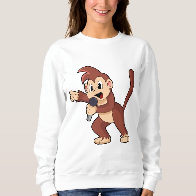 Camiseta Macaco como Cantor com Microfone.PNG (Frente)
