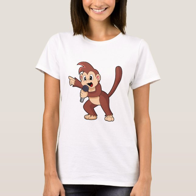 Camiseta Macaco como Cantor com Microfone.PNG (Frente)