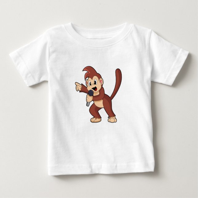 Camiseta Macaco como Cantor com Microfone.PNG (Frente)