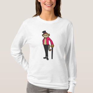 Camiseta Macaco como cavalheiro com palito de chapéu e pass