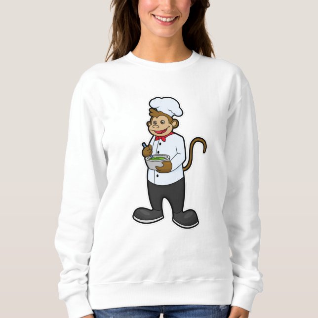 Camiseta Macaco como cozinheiro com tigela (Frente)
