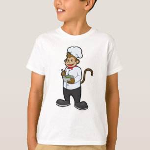 Camiseta Macaco como cozinheiro com tigela