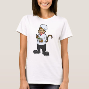 Camiseta Macaco como cozinheiro com tigela