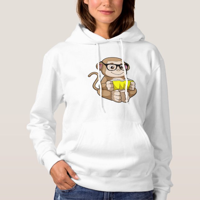 Camiseta Macaco como estudante com óculos e livros (Frente)